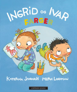 Ingrid og Ivar leker med farger, til 2-åringen.