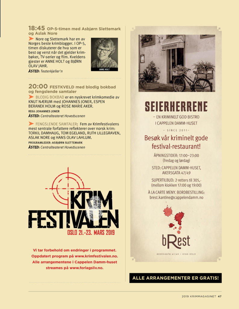 Program Krimfestivalen 2019